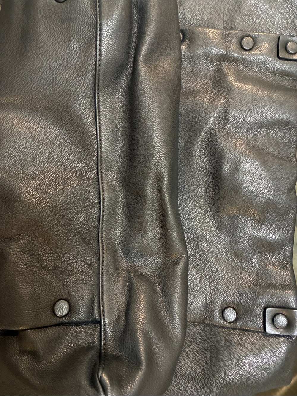 AllSaints Black Leather Shoulder Bag with Stud Detailing - Picture 9 of 12